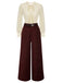 [Pre-Sale] Apricot & Red 1940s Tucked Lace Belted Jumpsuit