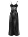 [Pre-Sale] Black 1930s Lace Leather Bandeau Jumpsuit