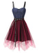[Pre-Sale] 1980s Punk Studded Tulle Denim Belted Dress