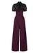 [Pre-Sale] Black 1930s Mesh Patchwork Vertical Stripe Jumpsuit