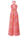 [Pre-Sale] Pink 1960s Halter Cutout Psychedelic Eye Jumpsuit
