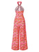 [Pre-Sale] Pink 1960s Halter Cutout Psychedelic Eye Jumpsuit