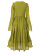 [Pre-Sale] Green Yellow 1970s Elf Fairy Embroidered Chiffon Dress