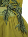 [Pre-Sale] Green Yellow 1970s Elf Fairy Embroidered Chiffon Dress
