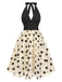 [Pre-Sale] Beige 1950s Roses Mesh Halter Dress