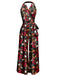 1960s Halter Colorblock Floral Sleeveless Jumpsuit
