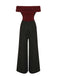 [Pre-Sale] Wine Red 1930s Off Shoulder Wide Leg Sequin Jumpsuit