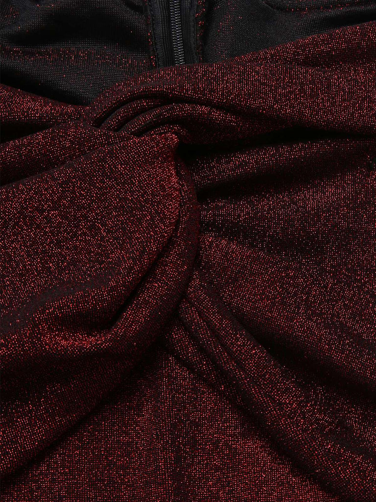 [Pre-Sale] Wine Red 1930s Off Shoulder Wide Leg Sequin Jumpsuit
