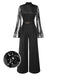 [Pre-Sale] Black 1970s Sequined Cape Sleeves Satin Mock Jumpsuit