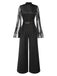 [Pre-Sale] Black 1970s Sequined Cape Sleeves Satin Mock Jumpsuit