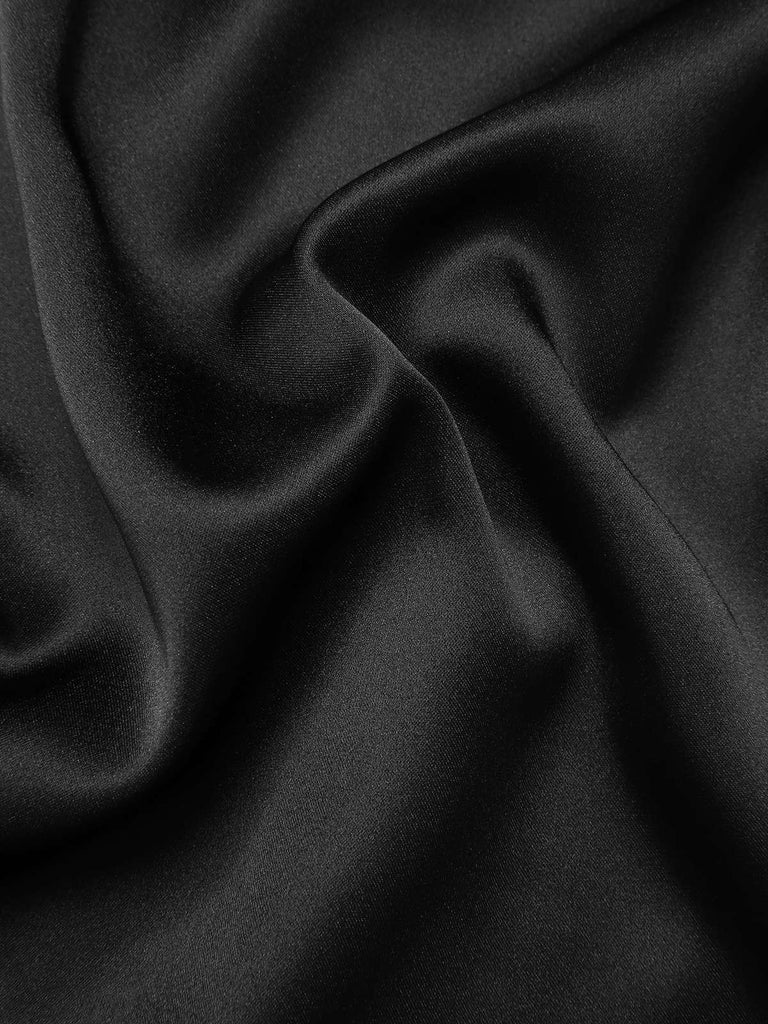 [Pre-Sale] Black 1970s Sequined Cape Sleeves Satin Mock Jumpsuit