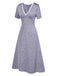 [Pre-Sale] Lavender 1940s Satin Ditsy Floral Lace V-Neck Dress