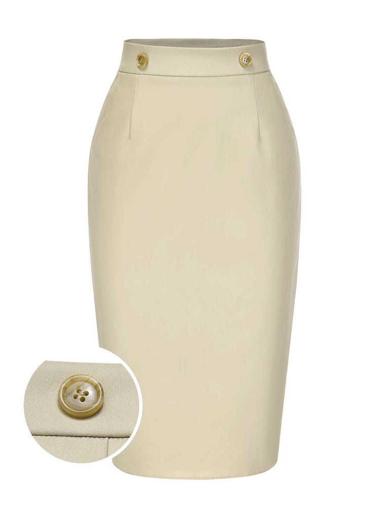 [Pre-Sale] Khaki 1980s Vintage High Waist Pencil Skirt