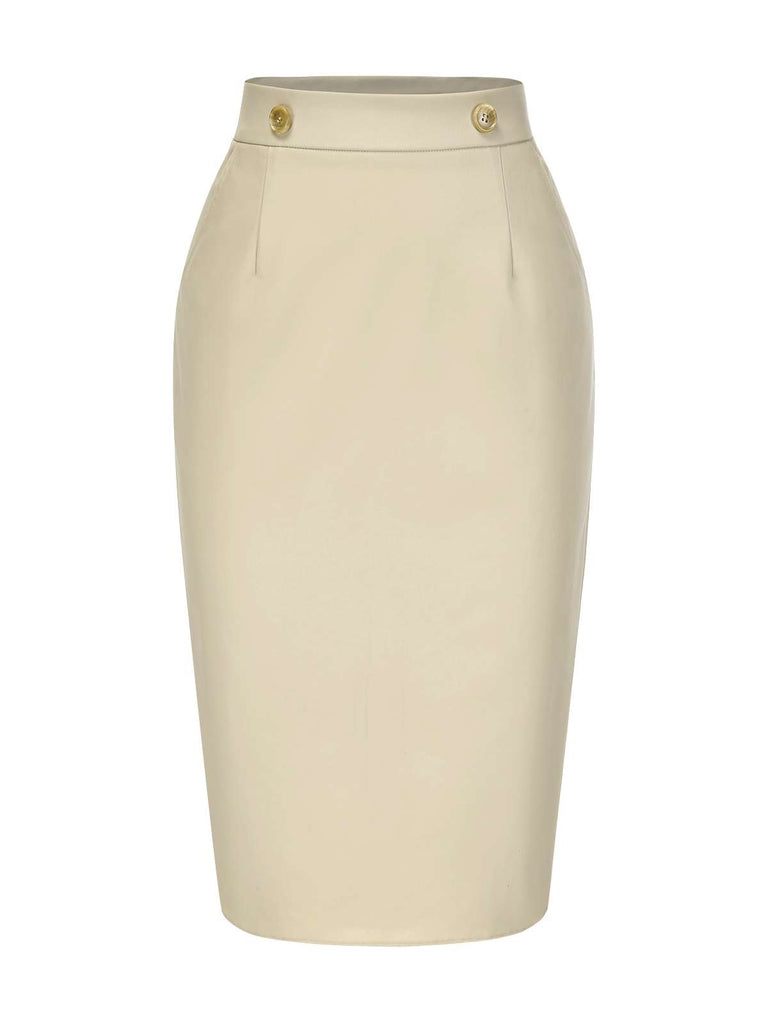 [Pre-Sale] Khaki 1980s Vintage High Waist Pencil Skirt