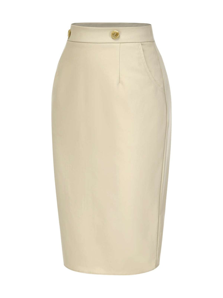 [Pre-Sale] Khaki 1980s Vintage High Waist Pencil Skirt