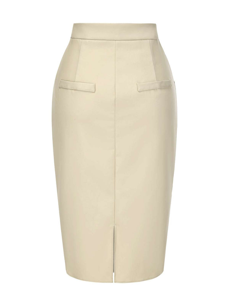 [Pre-Sale] Khaki 1980s Vintage High Waist Pencil Skirt