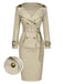 [Pre-Sale] 2PCS Khaki 1980s Lapel Belted Jacket & Pencil Skirt