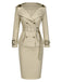 [Pre-Sale] 2PCS Khaki 1980s Lapel Belted Jacket & Pencil Skirt