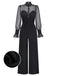 [Pre-Sale] Black 1950s Solid Sheer Sleeve Ruffled Collar Jumpsuit
