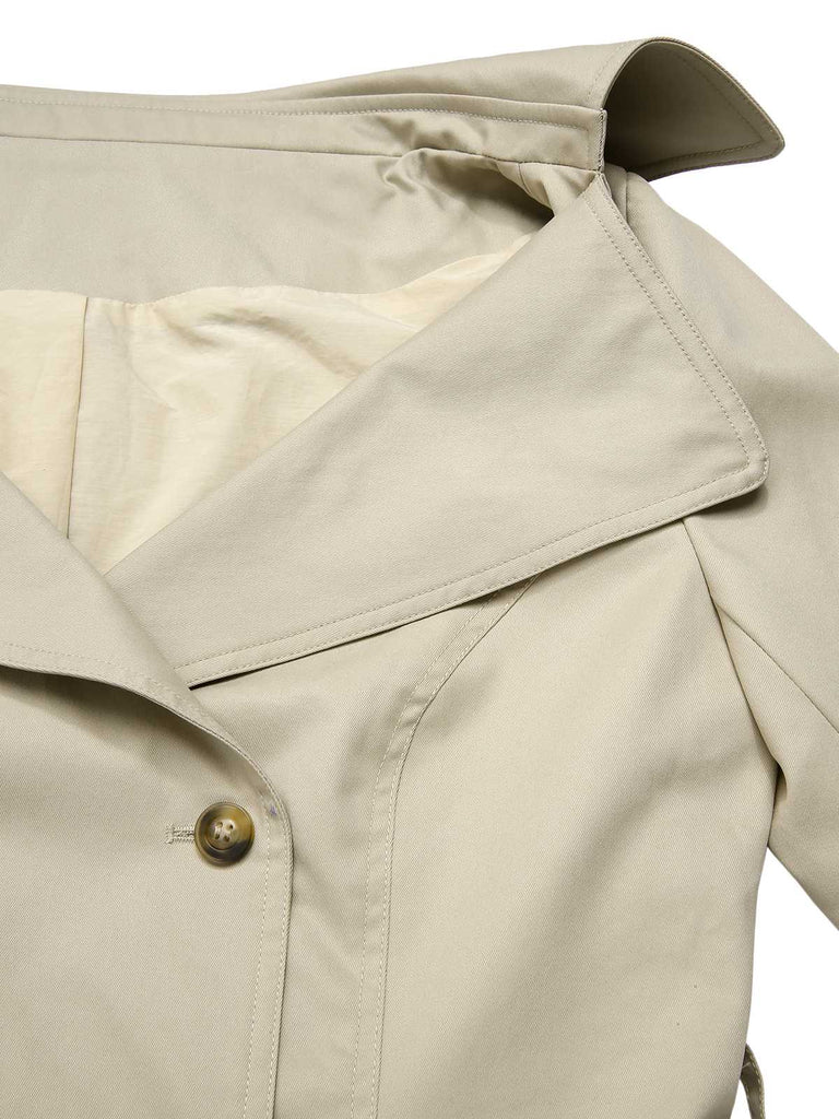 [Pre-Sale] 2PCS Khaki 1980s Lapel Belted Jacket & Pencil Skirt