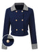[Pre-Sale] Navy Blue 1950s Plaids Collar Cropped Blazer