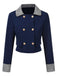 [Pre-Sale] Navy Blue 1950s Plaids Collar Cropped Blazer