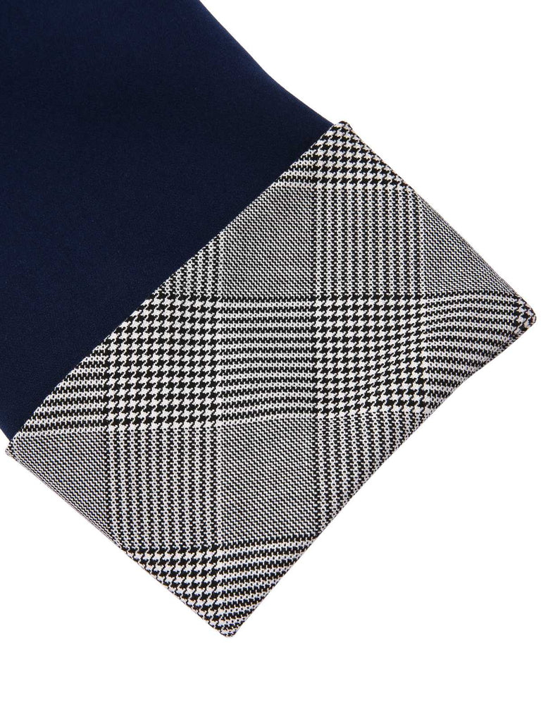 [Pre-Sale] Navy Blue 1950s Plaids Collar Cropped Blazer