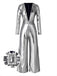 [Pre-Sale] Silver 1980s Metallic Deep-V Belt Jumpsuit