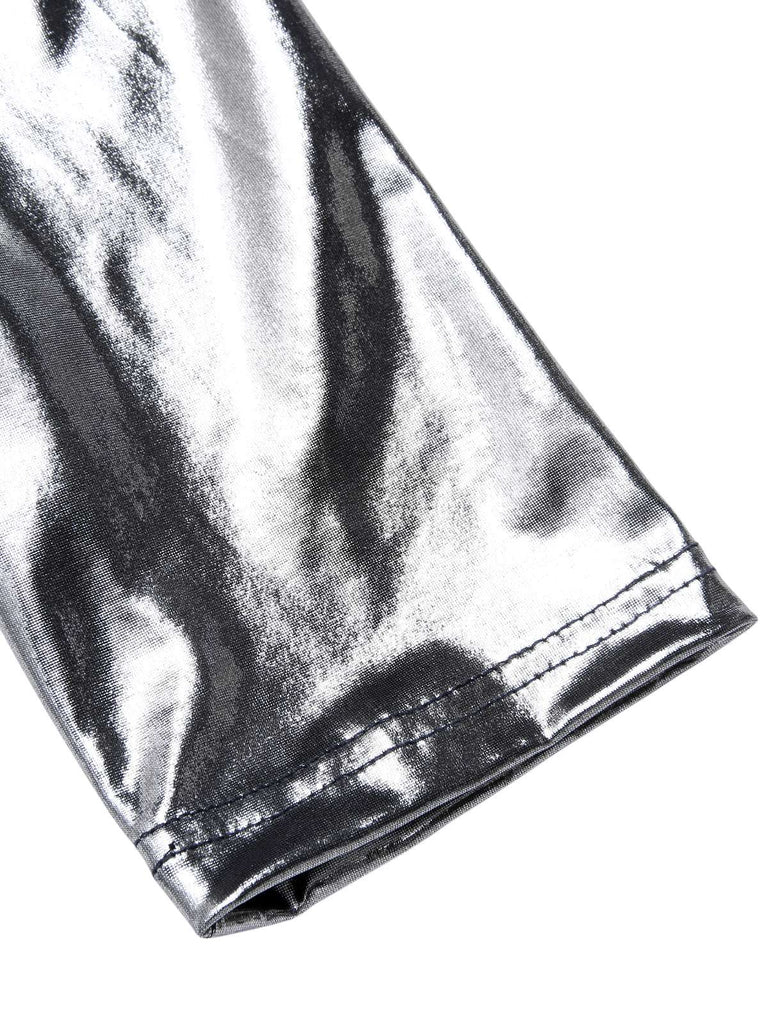 [Pre-Sale] Silver 1980s Metallic Deep-V Belt Jumpsuit