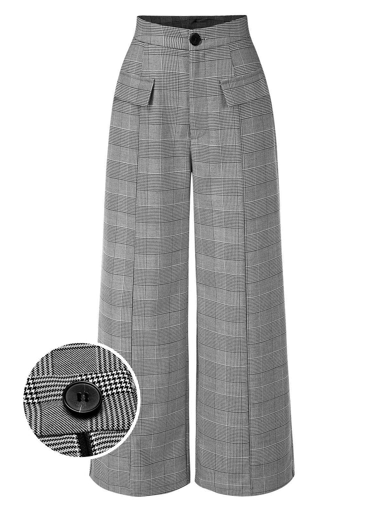 [Pre-Sale] Grey 1940s Houndstooth Faux Pocket Pants