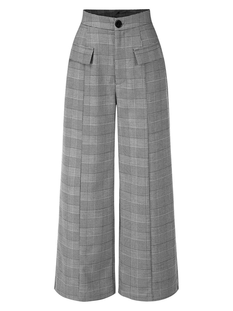 [Pre-Sale] Grey 1940s Houndstooth Faux Pocket Pants