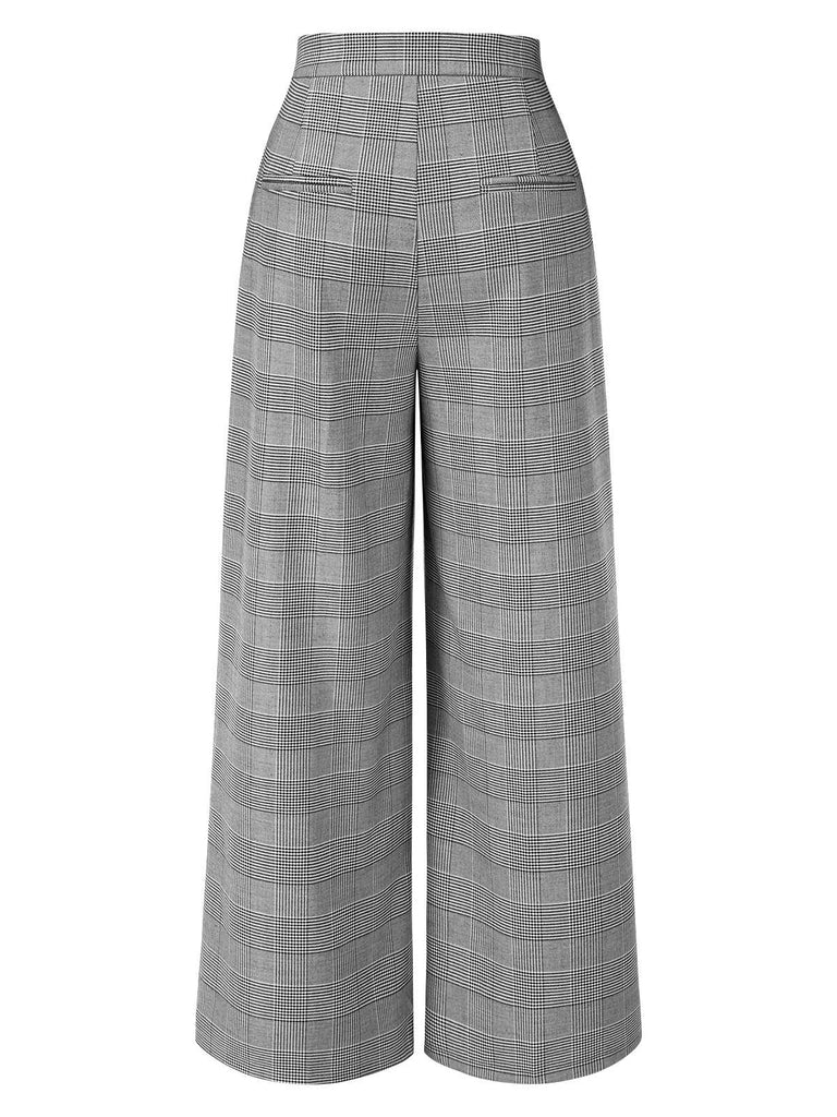 [Pre-Sale] Grey 1940s Houndstooth Faux Pocket Pants