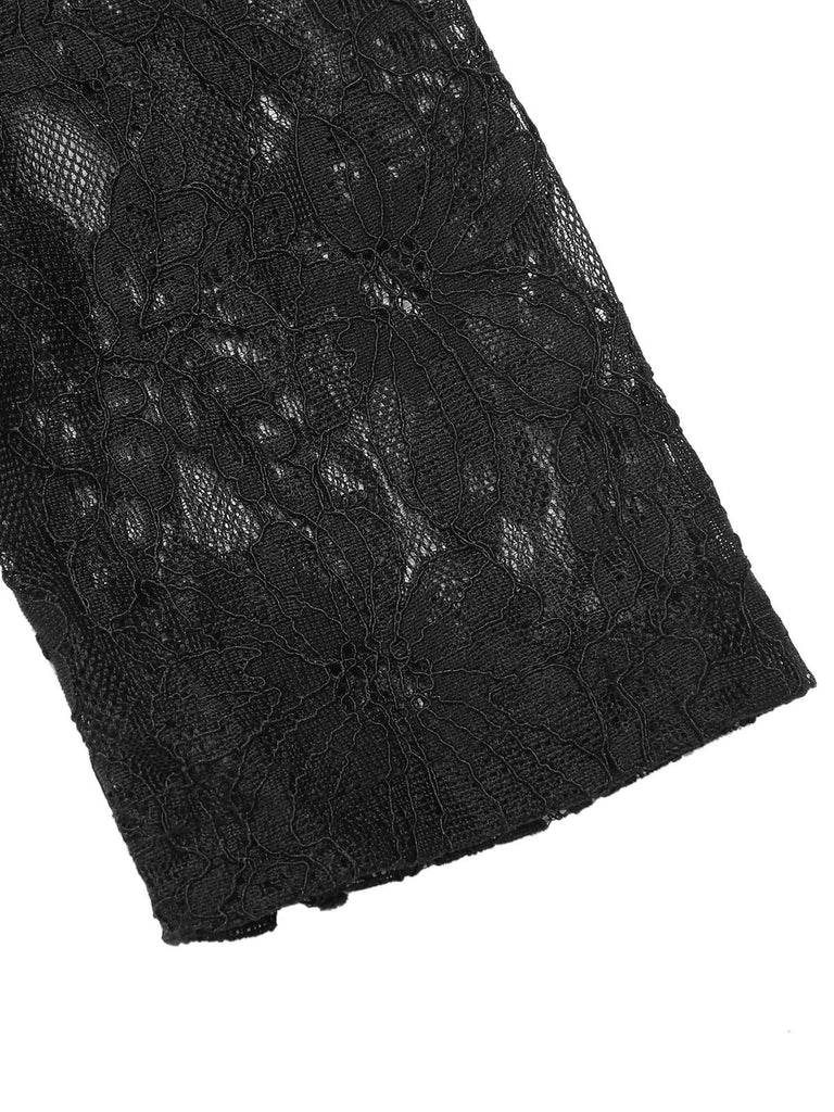 [Pre-Sale] Black 1950s Lace Ruffle Vintage Shrug Jacket