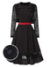 [Pre-Sale] 2PCS Black 1950s Lace Ruffle Vintage Shrug Jacket & Swing Dress