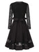 [Pre-Sale] 2PCS Black 1950s Lace Ruffle Vintage Shrug Jacket & Swing Dress