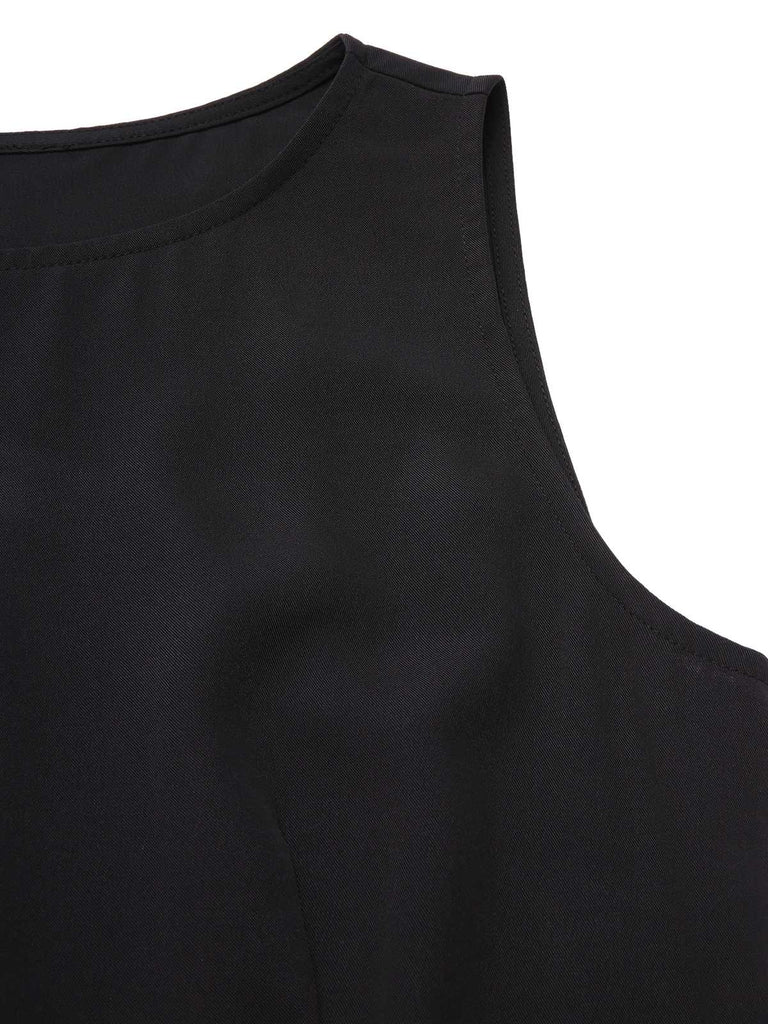 [Pre-Sale] Black 1950s Contrast Lace Patchwork Boat Neck Dress