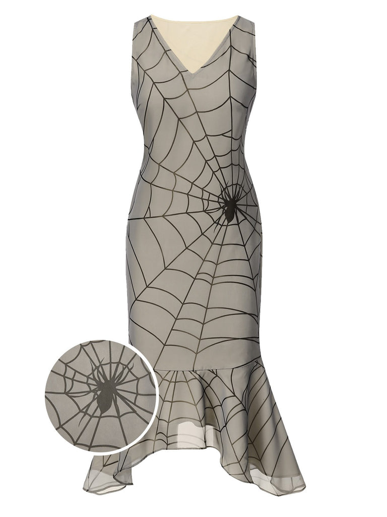 [Pre-Sale] Apricot 1930s Spider Web Irregular Ruffled Hem Dress