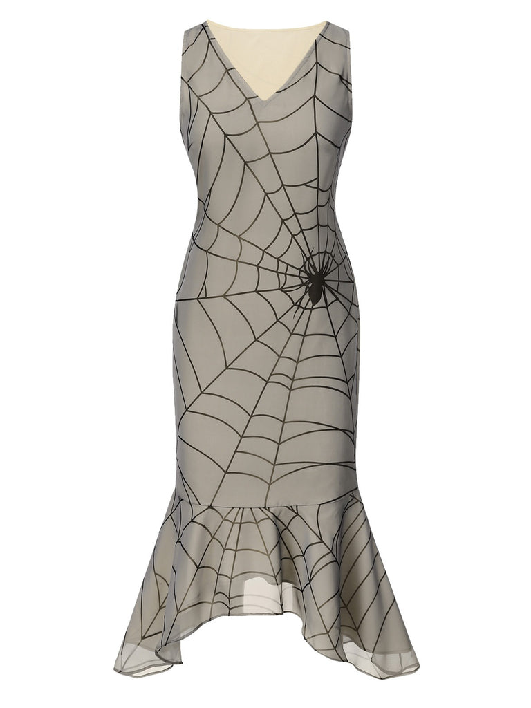[Pre-Sale] Apricot 1930s Spider Web Irregular Ruffled Hem Dress