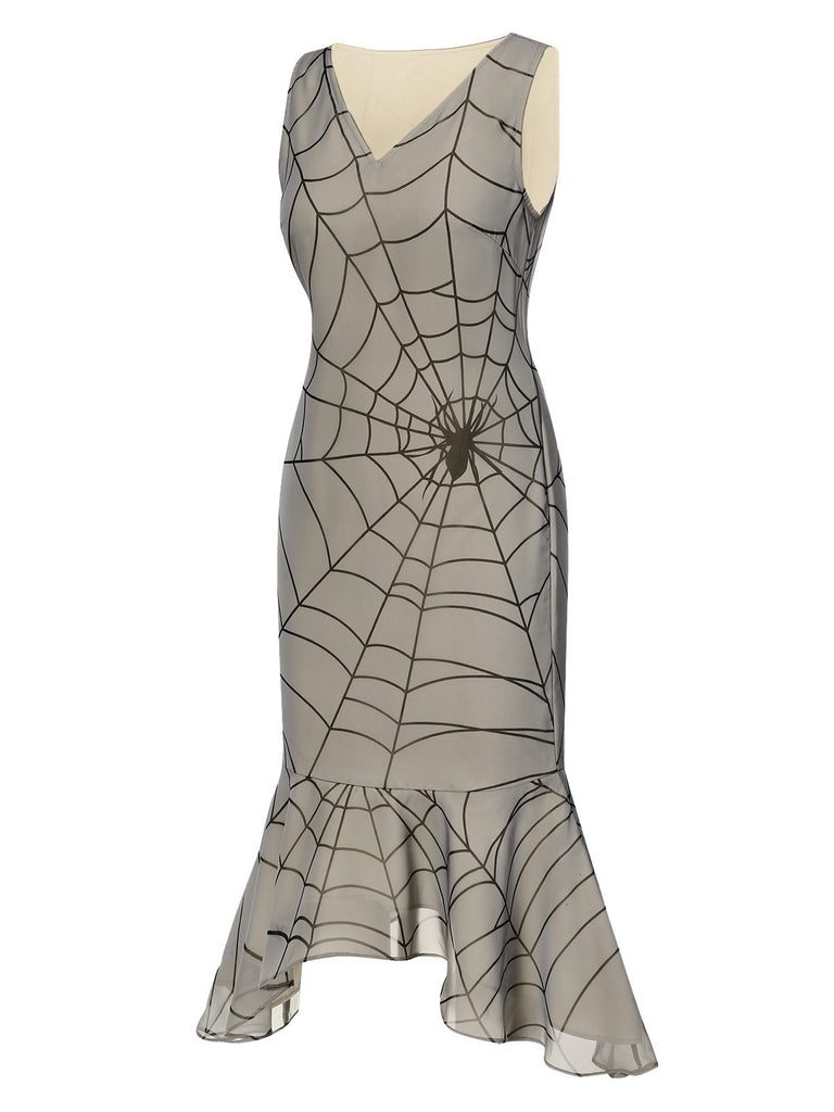[Pre-Sale] Apricot 1930s Spider Web Irregular Ruffled Hem Dress