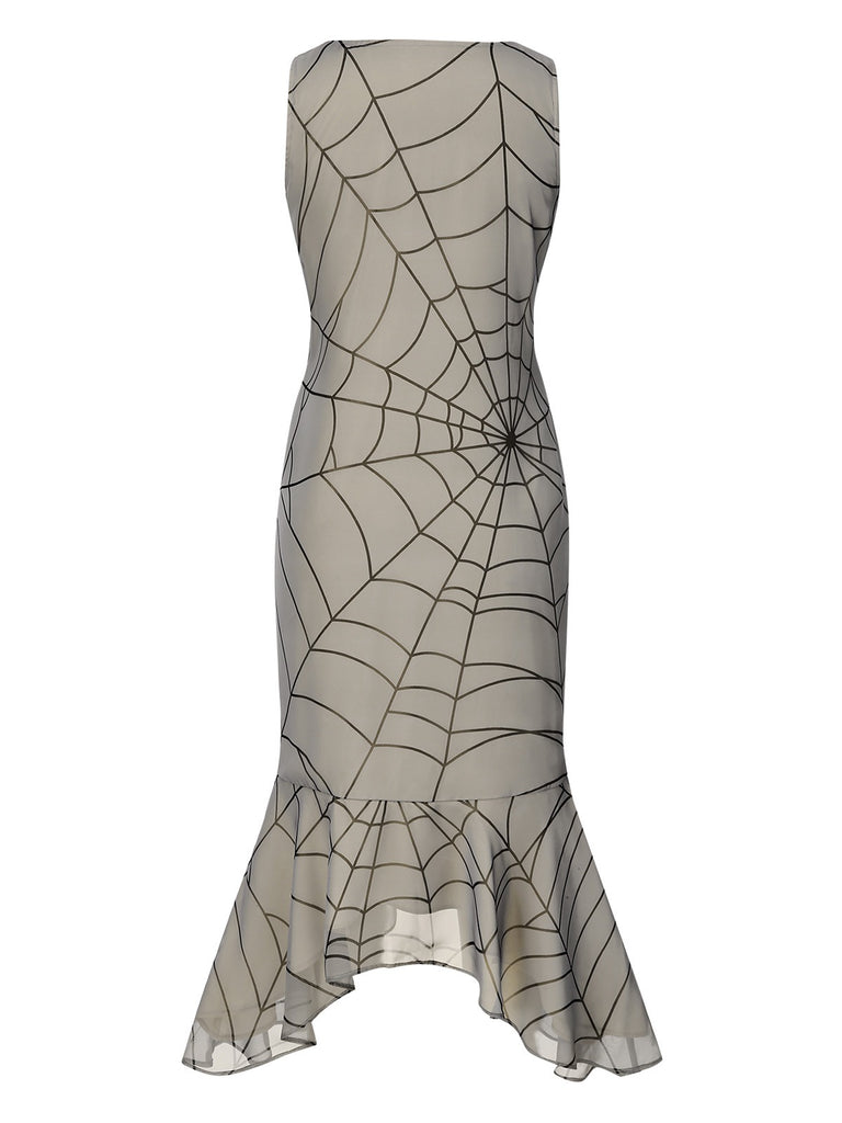 [Pre-Sale] Apricot 1930s Spider Web Irregular Ruffled Hem Dress