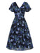 [Pre-Sale] Blue 1950s Floral V-Neck Midi Dress