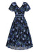 [Pre-Sale] Blue 1950s Floral V-Neck Midi Dress