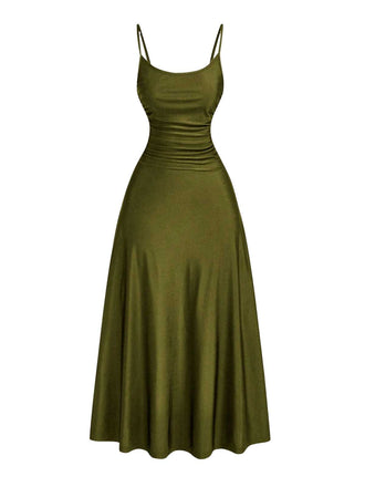 1930s Spaghetti Strap Satin Solid Dress