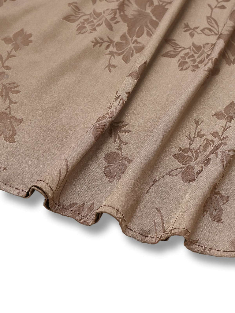 1930s Solid Satin Floral Jacquard Slip Mermaid Dress