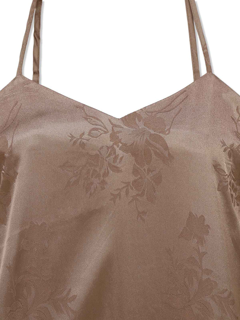 1930s Solid Satin Floral Jacquard Slip Mermaid Dress
