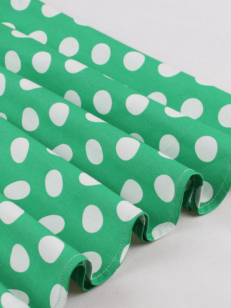 Green 1950s Polka Dot Spaghetti Strap Dress