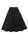 1950s Solid Side Buttons Pocket Skirt