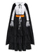 2PCS Black 1950s Halloween Witch Lace Ruffled Blouse & Skirt