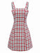 Red 1960s Plaid Tweed Vest Dress