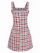 Red 1960s Plaid Tweed Vest Dress